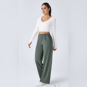 High waisted straight leg work pants (trousers) halotek fabric